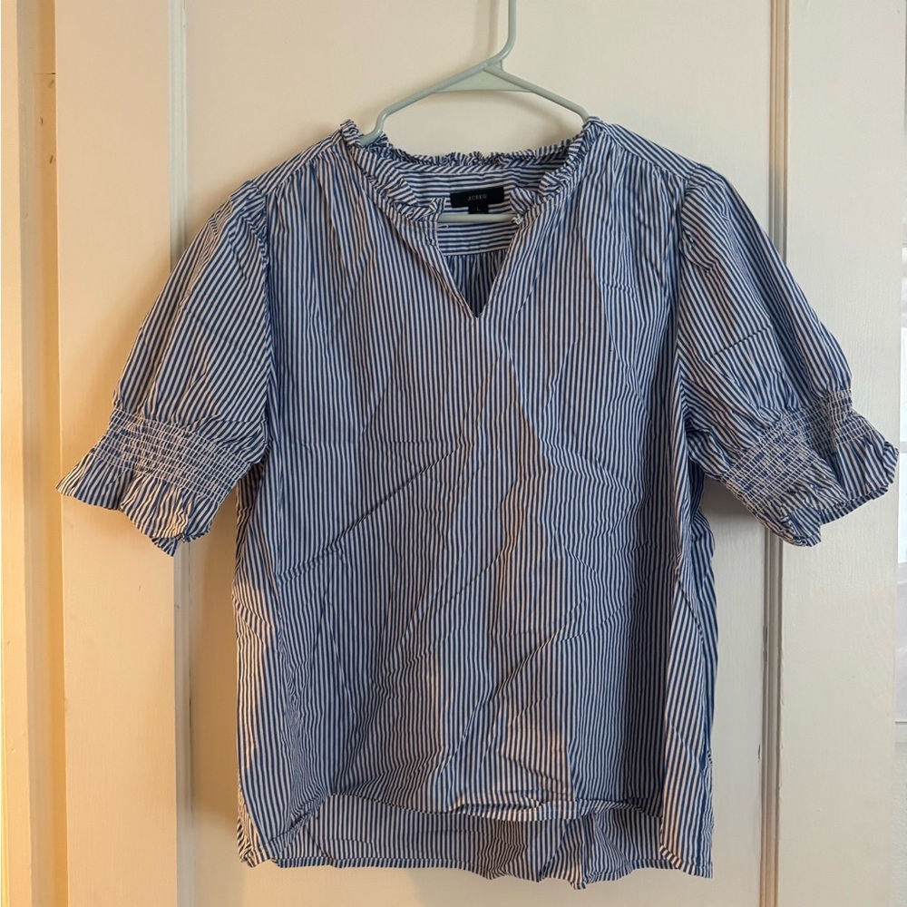J. Crew Blue and White Striped Blouse